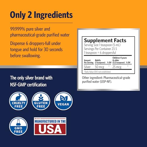 Immune Support - Colloidal Silver Mineral Supplement – Liquid Bio-Active Silver Hydrosol - 10ppm - 4oz (118mL) Dropper