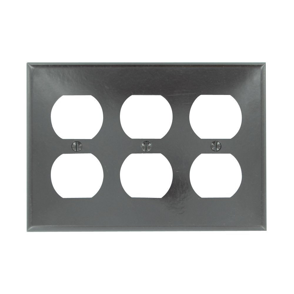 85030 3-Gang Duplex Device Receptacle Wallplate, Standard Size, Thermoset, Device Mount, Brown