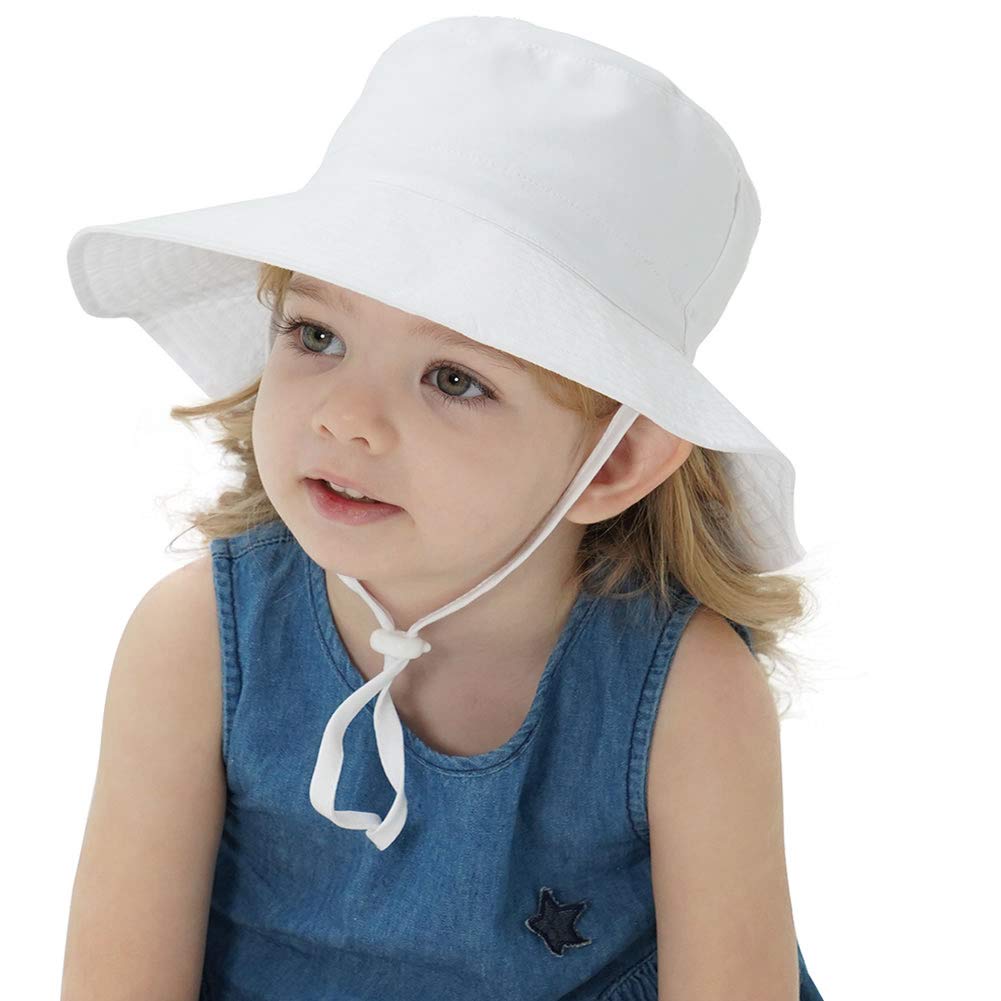 Baby Sun Hat Toddler Summer UPF 50+ Baby Girl Bucket Hat Wide Brim Beach Hats for Baby Boys 2-7Years