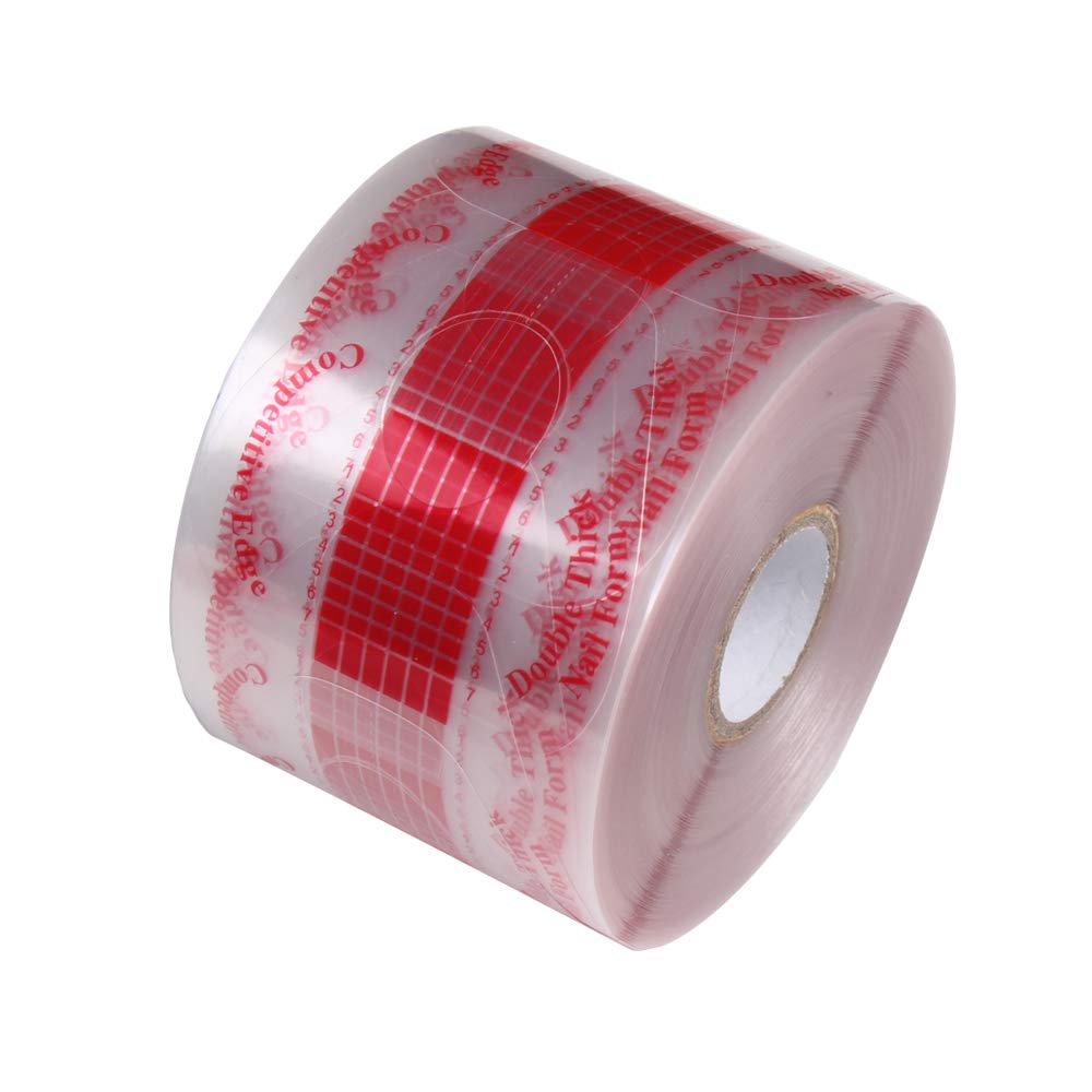 Beauty Leader 500 Pcs/Roll Nail Form Stickers Clear Nail Art Guide Form Acrylic UV Gel Tips Extension (C-Red)