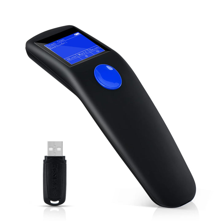 QR Code Scanner, 2D Portable Barcode Scanner Wireless 2-in-1 2.4G Wireless &amp; USB Wired Handheld Barcode Reader Inventory Management with Display for Supermarket, Store, Warehouse, Library