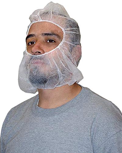 Disposable Bouffant Ninja Hoods Full Face Beard Hair Net Pack of 100 White