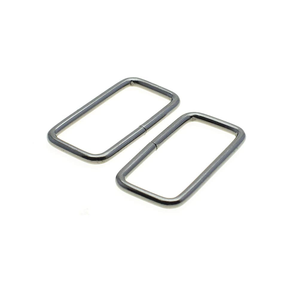 10pcs Metal Wire Formed Rectangle Ring Loops (Black Gun, 1-1/2''(38mm))