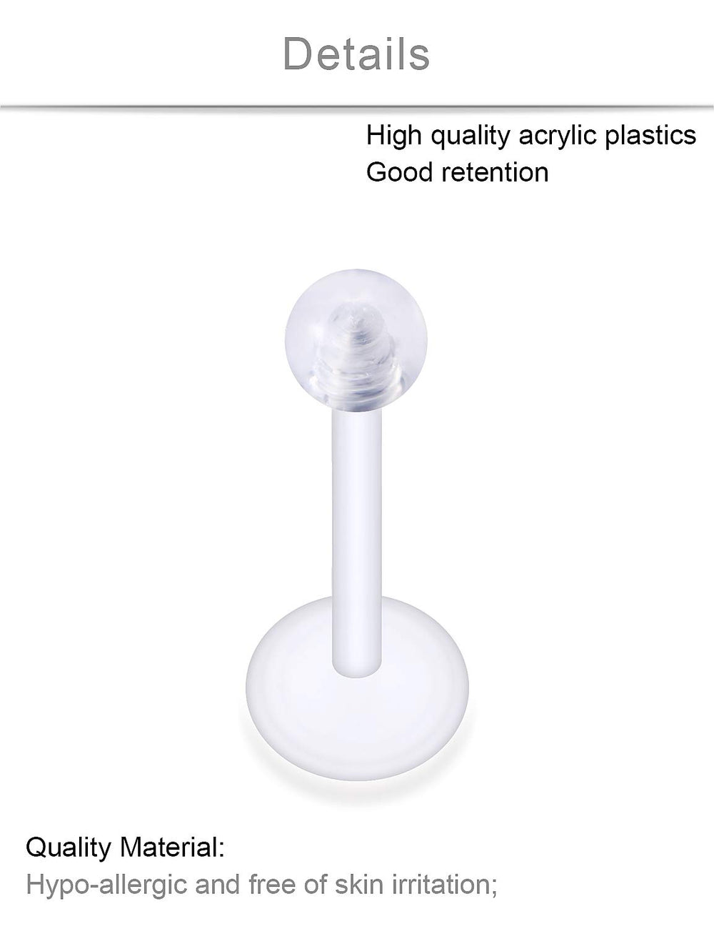 16g Lip Rings Stainless Steel Labret Monroe Lip Rings Nail Tragus Helix Earrings Studs Ring Medusa Piercing Jewelry 8mm 20PCS Rose Gold