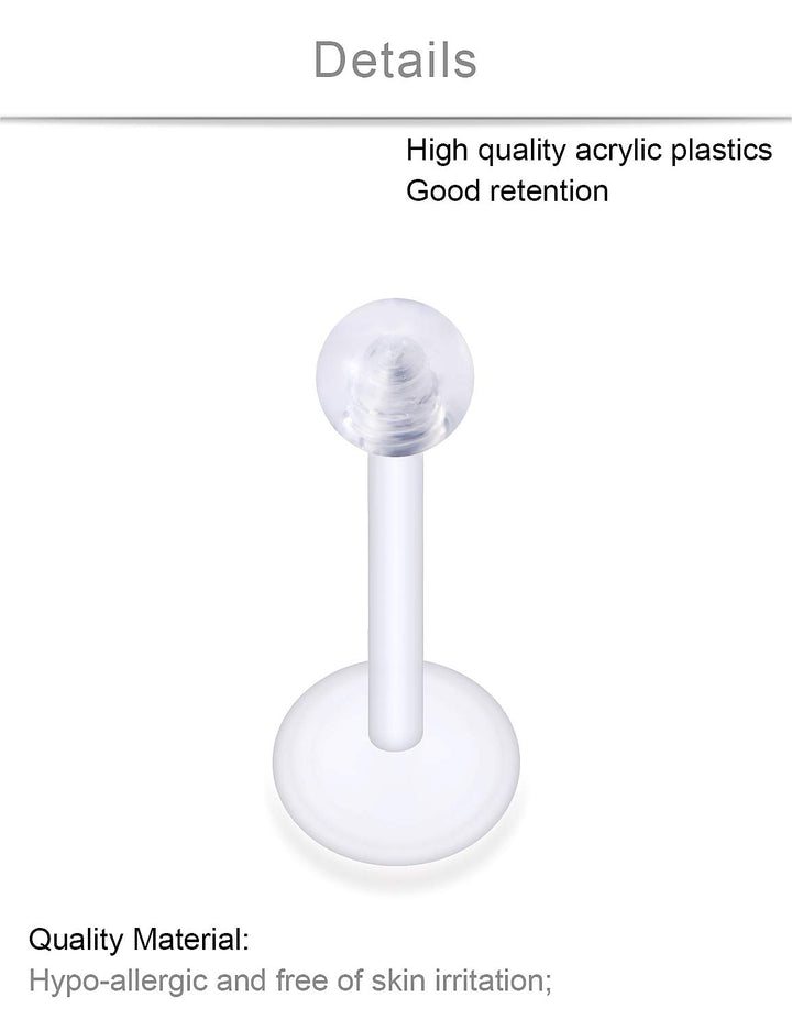 16g Lip Rings Stainless Steel Labret Monroe Lip Rings Nail Tragus Helix Earrings Studs Ring Medusa Piercing Jewelry 8mm 20PCS Rose Gold