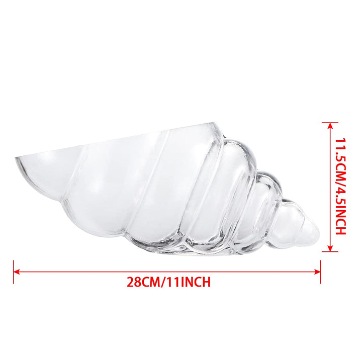 Glass Shell Vase, 11-Inch Seashell Potpourri Holder, Large Decorative Conch Bowl for Shell Collection Display, Sea Glass, Air Plant