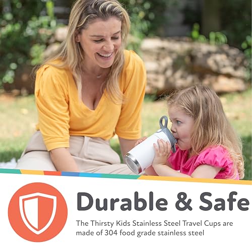 Thirsty Kids No Spill Flip-It Reflex Stainless Steel Travel Cup or Water Bottle - 10 Oz - 18+ Months - Aqua Mint