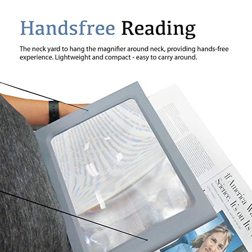 MagniPros 3X Large Full Page Magnifier with 12 LED Lights, Foldable Flip-Out Legs, Dual Power Supply Modes- Ideal for Hands Free Reading, Low Vision, Seniors with Aging Eyes