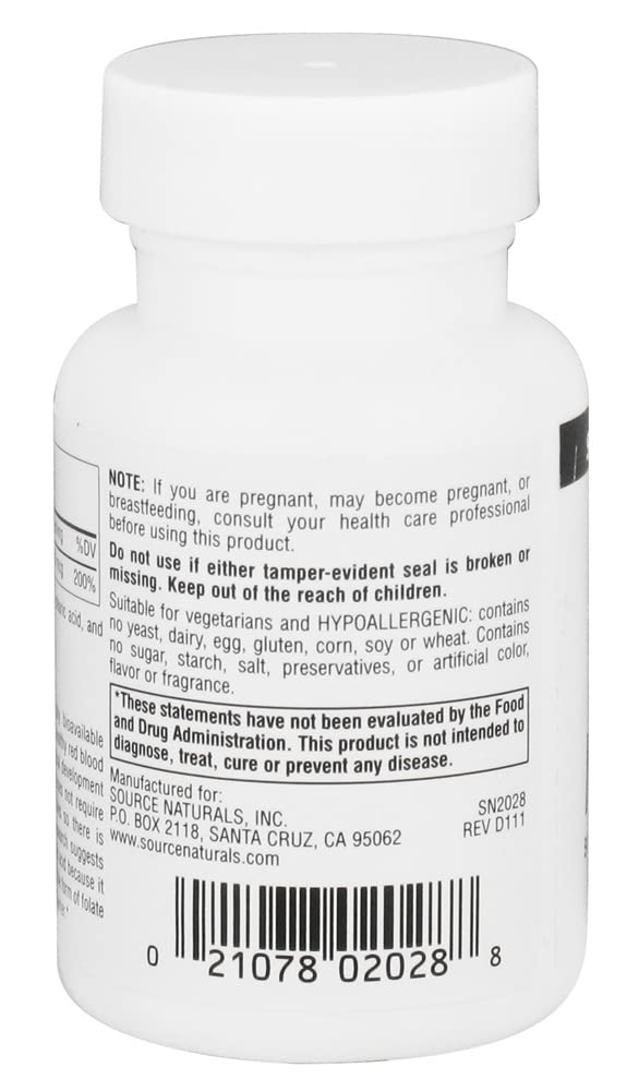 Source Naturals MegaFolinic 800mcg Bioactive Folic Acid