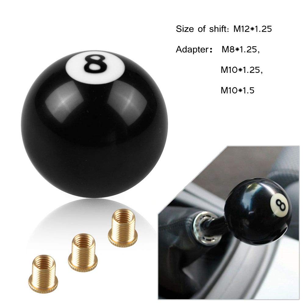 Shift Knob Manual Gear Shift Lever Round Ball 8 Ball Unviersal 4 5 6 Speed with 3 Adapters Black