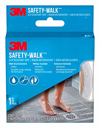 Safety-Walk Slip Resistant Tape, 1 in x 15 ft, Anti Slip Clear Tape, Ideal For Slippery &amp; Wet Conditions, Self-Adhesive Backing, Quick &amp; Easy Application, Durable &amp; Long-Lasting (220C-R1X180)