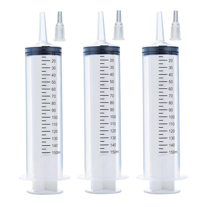 3 Pcs 150ml Large Syringes, Sterile and Individual Sealed, Easy to Use and Clean, Plastic Garden Syringe for Liquid, lip Gloss, Paint, Epoxy Resin, Oil, Watering Plants, Refilling
