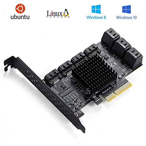 PCIe SATA Controller Card 10 Port with 10 SATA Cables and Low Profile Bracket - 6Gbps SATA 3.0 PCIe Card,Support 10 Port SATA 3.0 Devices