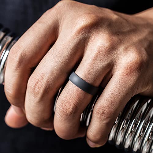 Unisex Silicone Wedding Rings, Rubber Engagement Bands 6mm Wide 1.65mm Thick - 1/2/3/4/5/6/7 Variety Multipack (Pack I - Size 9.5-10 (20.20mm))