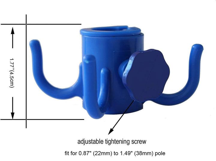 Beach Umbrella Hanging Hook,4-prongs Plastic Umbrella Hook Hanging for Towels /Hats/Clothes/Camera/Sunglasses/ Bags,Fit for Beach,Camping Trips Blue