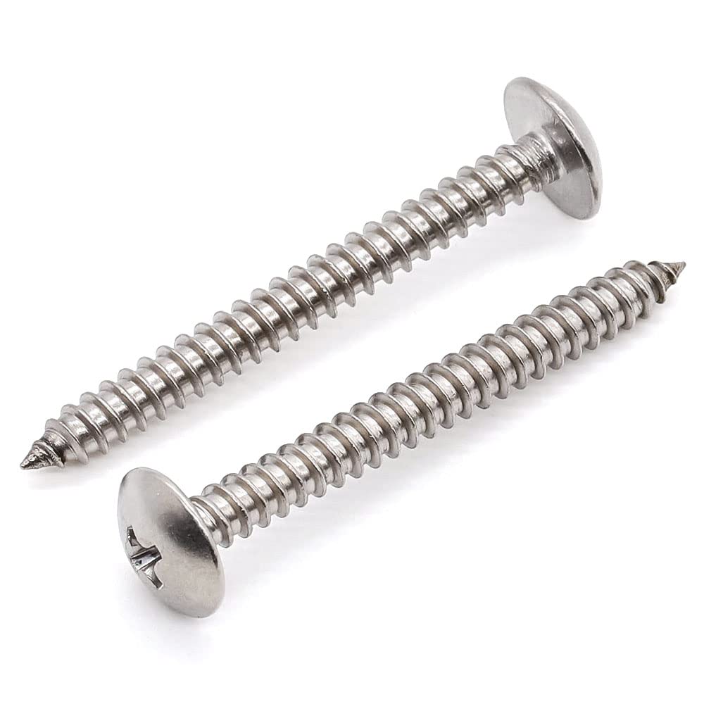 Glvaner 30 Pcs #10 x 1-1/2 Stainless Steel Truss Head Wood Screws Self Tapping Screws Sheet Metal Tek Screws