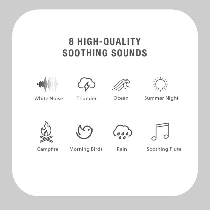 White Noise Sound Machine Mixer, Layer and Mix 8 Soothing Sounds and 7 Night-Light Colors, Rechargeable Small Travel Sound Machine, Auto-Off Timer