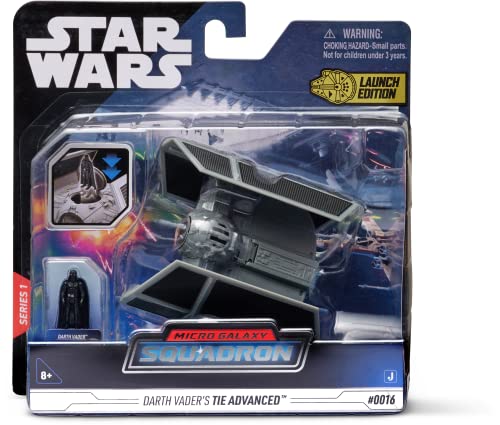 Micro Galaxy Squadron Starfighter Class Darth Vader’S TIE Advanced - 5-Inch Vehicle with 1-Inch Micro Figure,Black