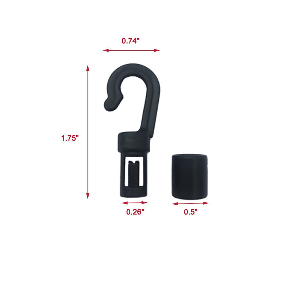 10 Pcs Bungee Shock Cord Hook for 1/4 inch and 3/16 inch Rope Terminal Ends Tabbed S Open Hooks for Kayaks