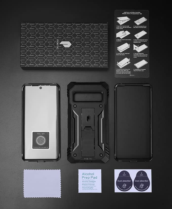 Revolution Case Compatible with Pixel 7 Pro 5G, Full Body Rugged Shockproof Protective Cover Case with Kickstand, Built-in Screen Protector Work with Fingerprint ID, Black
