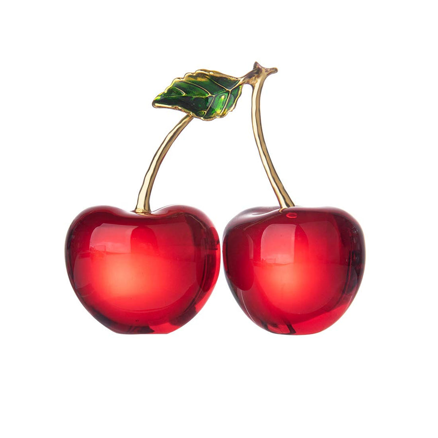 Crystal Cherry Figurine Glass Fruit Status Paperweight Home Decor Ornaments Tabletop Centerpiece