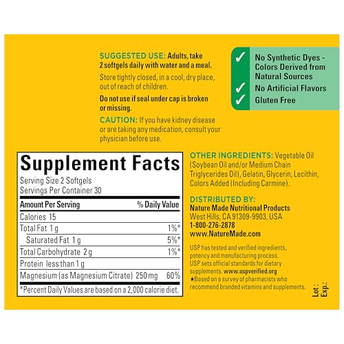 Nature Made Magnesium Citrate 250 mg per serving, Magne