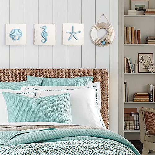 LotFancy Beach Wall Décor, 4 Pack, 3D Seashell, Starfis