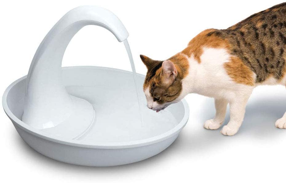 Swan Pet Drinking Fountain for Cats and Dogs - 80oz Capacity, Great for Multiple Pets – Great for Pets Who Love the Faucet - Bubbler and Bowl Dispenser Design Keeps Water Moving