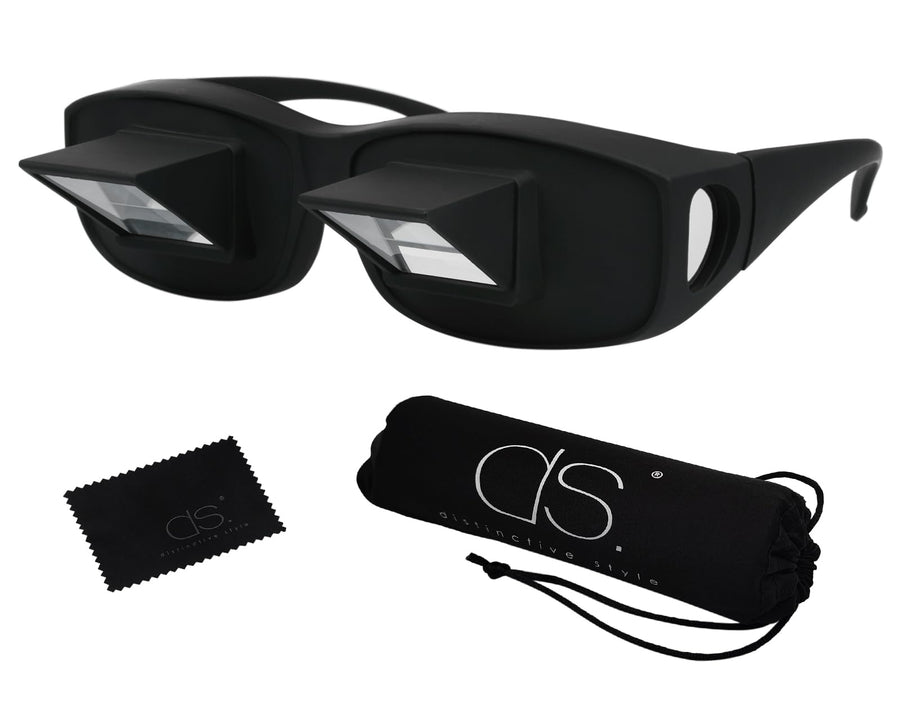 Lazy Readers Glasses Prism Glasses Lying Down Bed Horizontal Watching TV Reading Spectacles Horizontal Glasses - Black