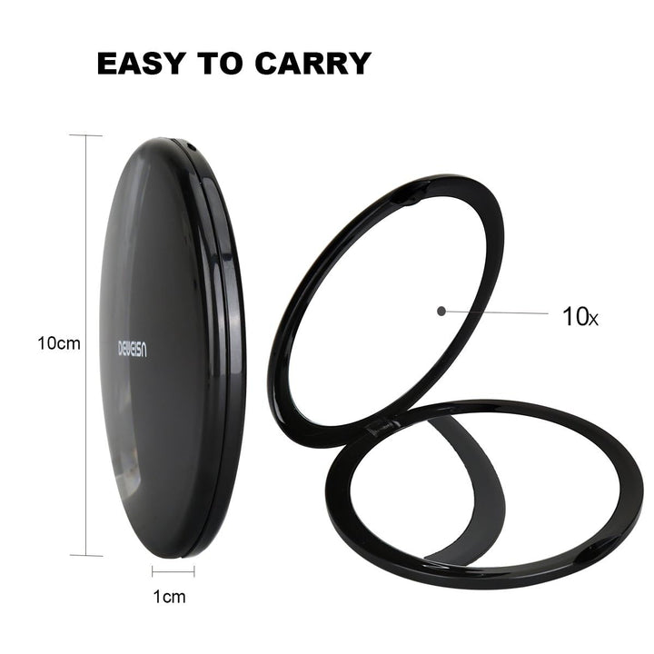 Magnifying Compact Cosmetic Mirror Elegant Pocket Handheld Makeup Mirror with Powerful 10x Magnification and 1x True View Mirror for Travel or Your Purse