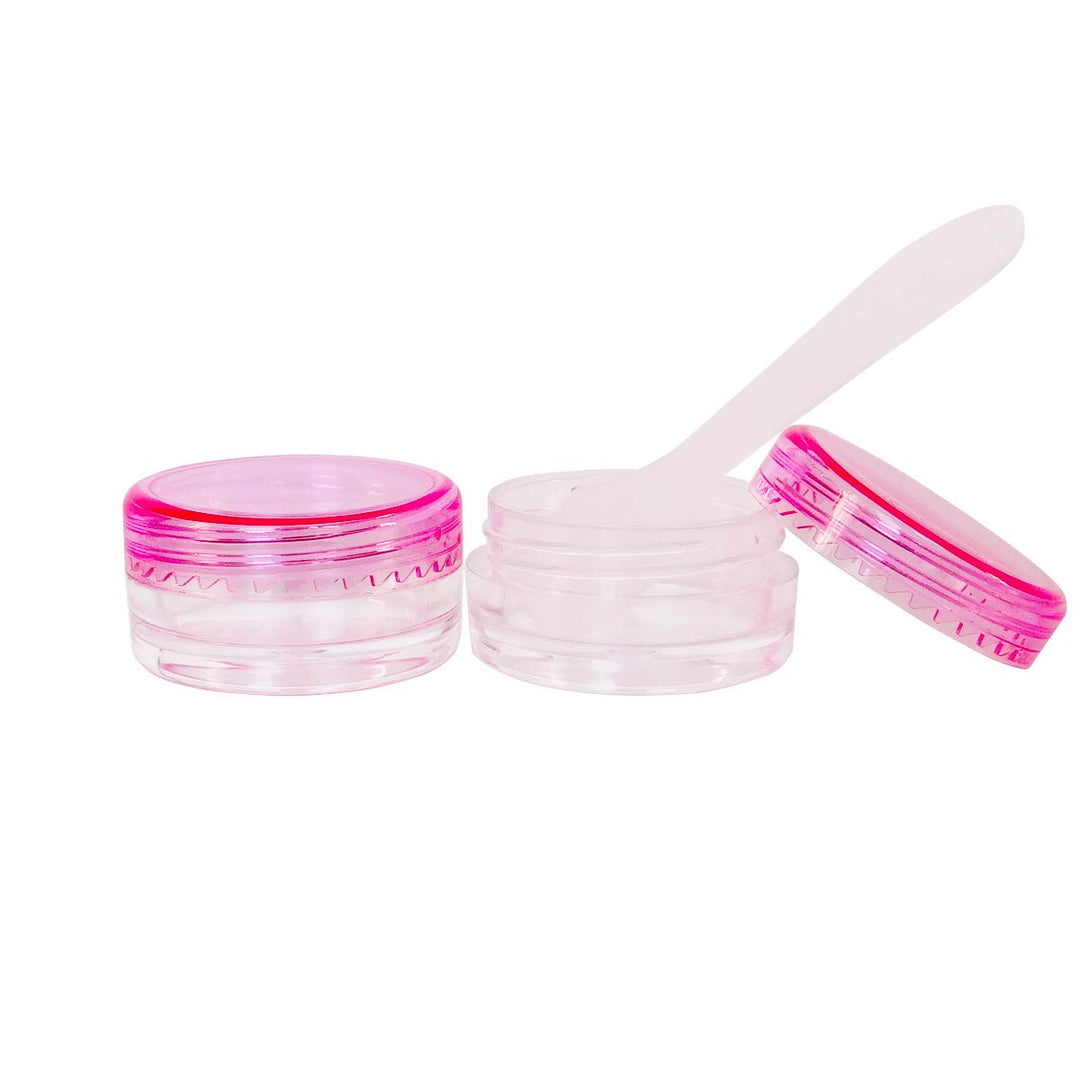 Pink: 50Pcs, 3G 3Ml Small Jars, Bpa Free, Cosmetic Sample Empty Plastic Container, Round Pot Pink Screw Cap Lid, for Makeup, Eye Shadow, Nails, Powder, Jewelry, Gems, Beads, Free