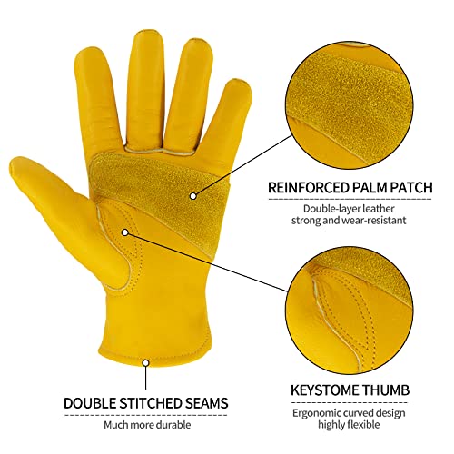 KKOYING Leather Work Gloves for Men &amp; Women, Ga