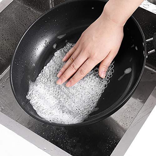 WFRX Stainless Steel Cast Iron Cleaner,8x6 Large Chainm