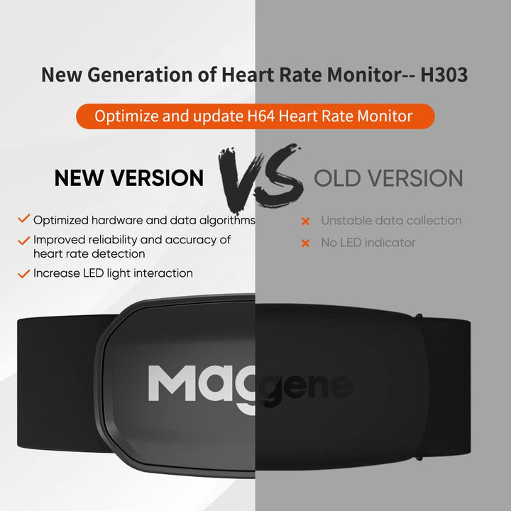 H303 Heart Rate Monitor, Heart Rate Sensor Chest Strap, Protocol ANT+/Bluetooth, Compatible with iOS/Android APPs