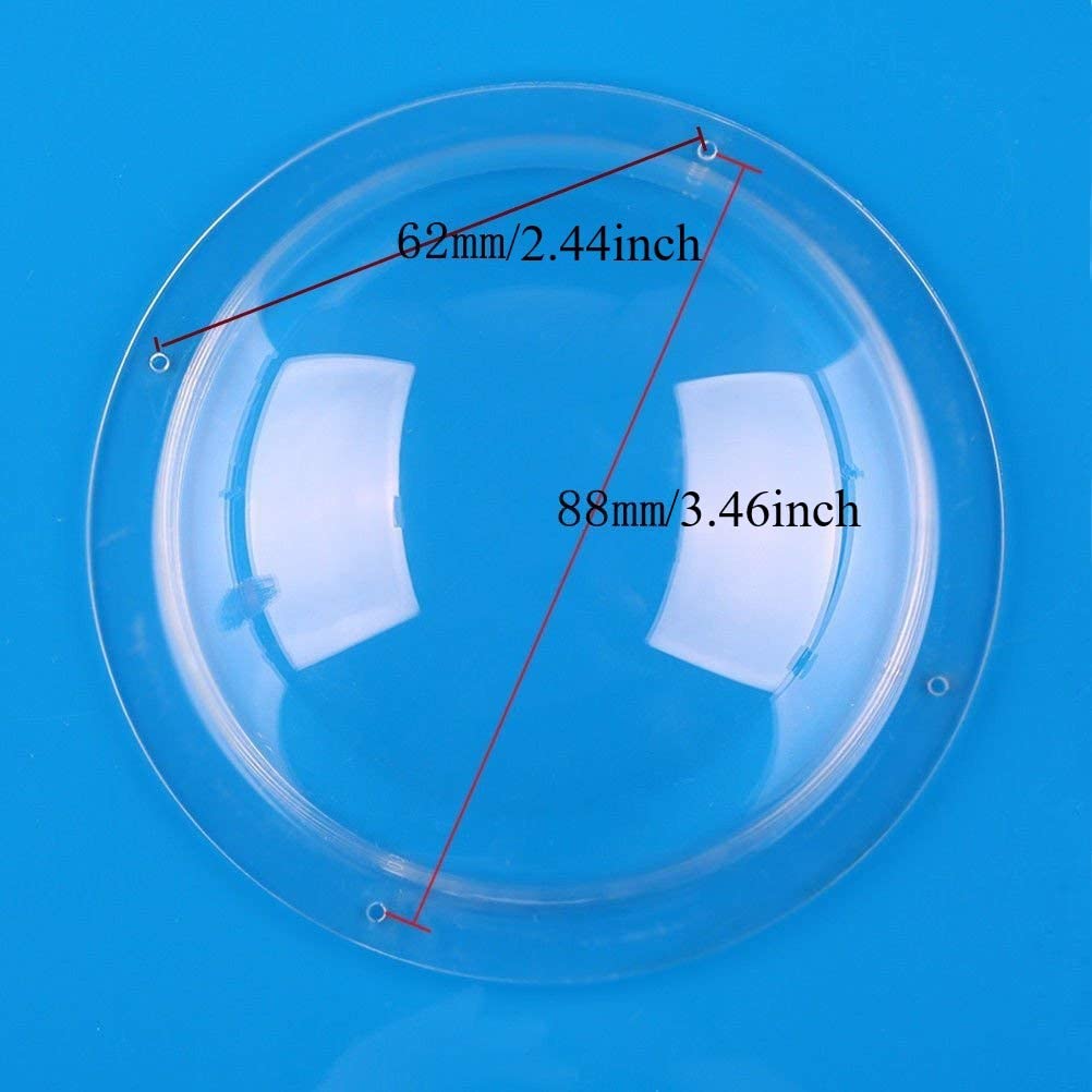 Ricrrover Diameter 3.15inch/80mm w/ 4 Holes Clear Acrylic Flange Plastic Hemisphere Indoor/Outdoor CCTV Replacement Clear Dome Camera Cover Security Dome Camera Housing