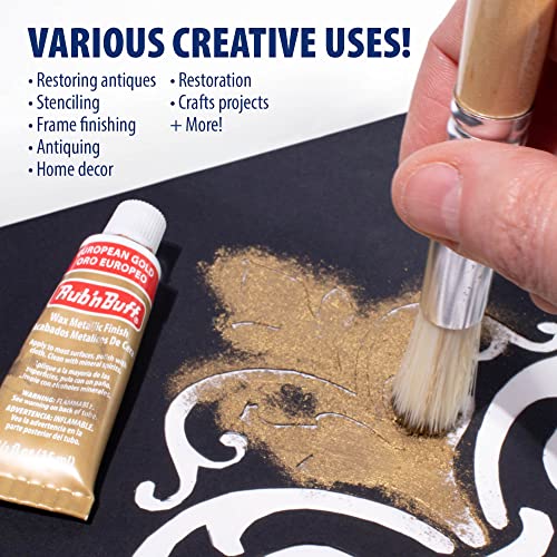 Rub n Buff Wax Metallic Finish - Rub n Buff European Gold 15ml Tube - Versatile Gilding Wax for Finishing Furniture Antiquing and Restoration - Rub and Buff Colors Single Tube