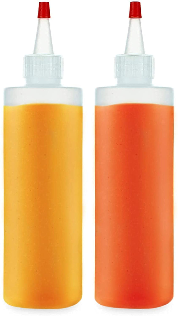 Empty Squeeze Bottles 16 OZ, 2 PACK Squirt Containers with Red Top, BPA Free for Condiments, Syrup, Ketchup, Sauces, Dressing, Oil, Honey | Arts and Crafts - Leak Proof - Kitchen