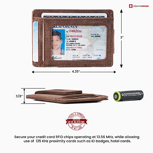 Harper Mens RFID Slim Front Pocket Wallet Magnetic Money Clip ID Card Holder Leather Distressed Brown