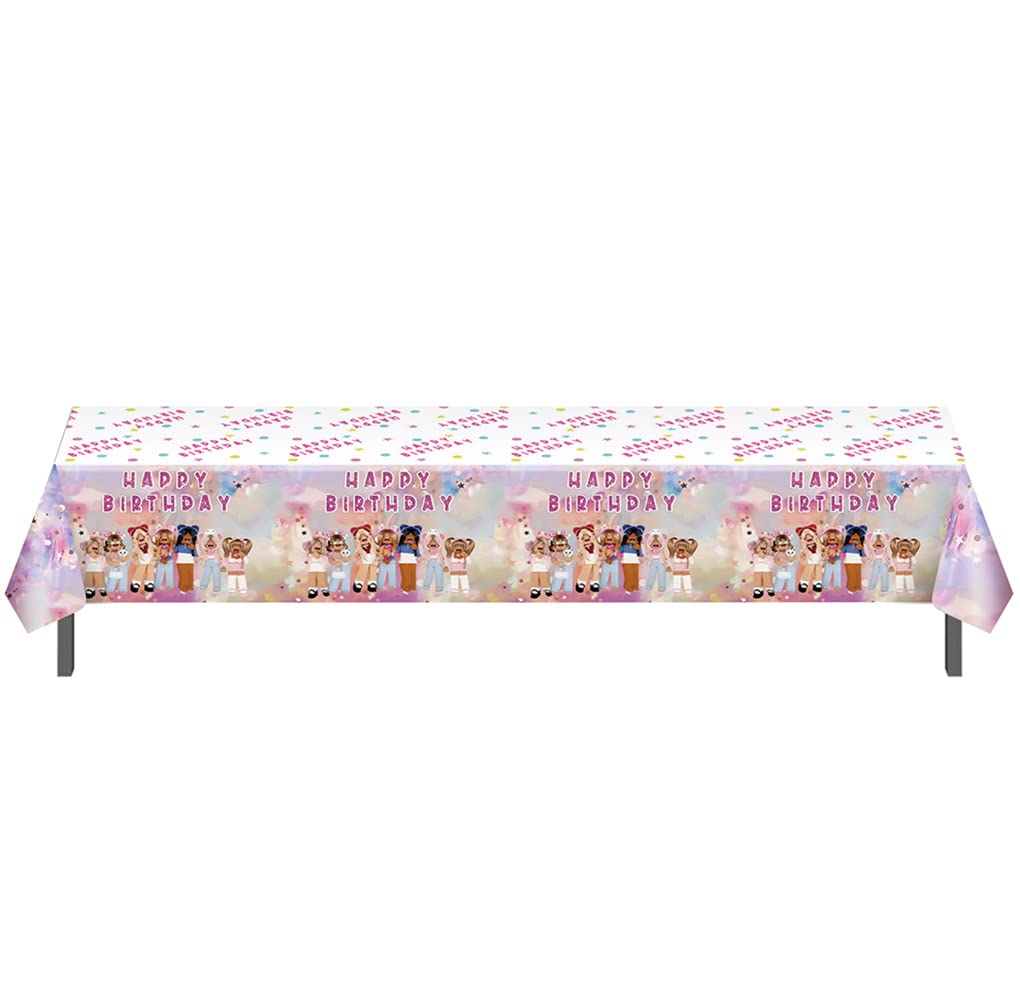 2 Pcs Pink Girl Robot Blocks Tablecloth Robot Birthday Party Tablecloth Supplies for Girls