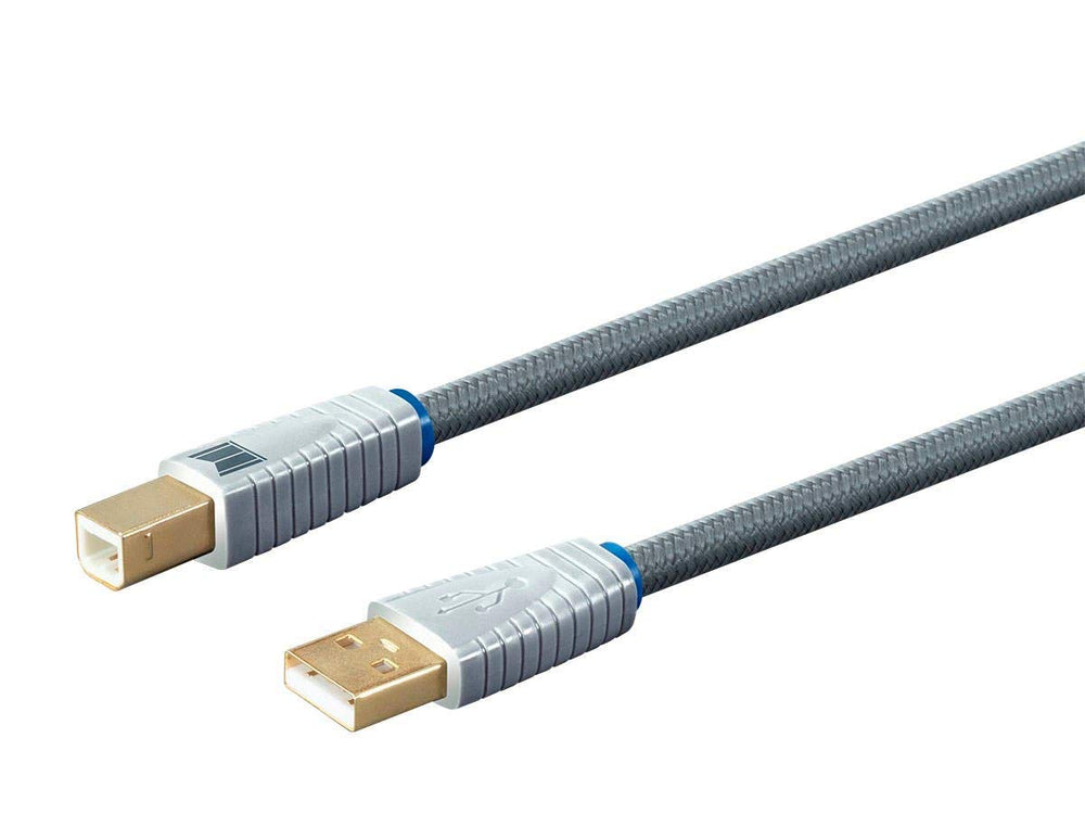 Monolith USB Digital Audio Cable - USB Type-A to USB Type-B, Gold-Plated Connectors, 22AWG, 1 Meter, Gray