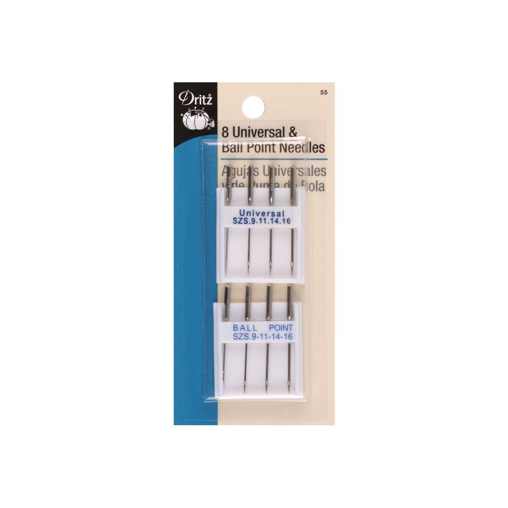 Machine Needles, Universal &amp; Ball Point, Sizes 9, 11, 14 &amp; 16, 8 Count