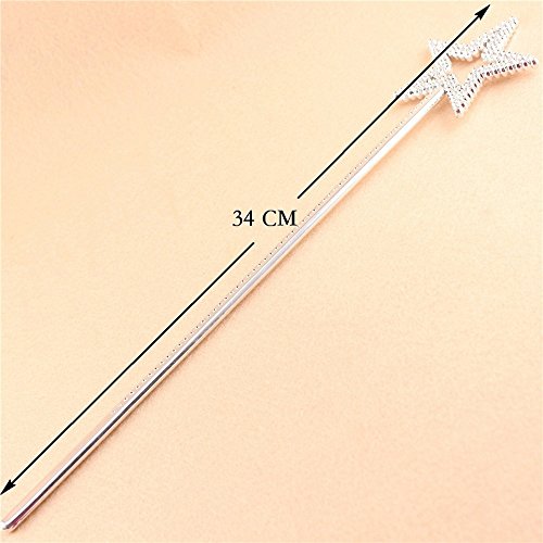 Star Wand,13 Inches Silver Fairy Princess Angel Wand