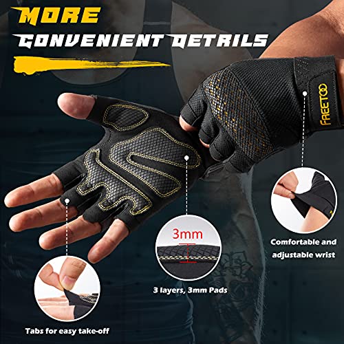 Workout Gloves for Men 2021 Latest, [Full Palm Protection] [Ultra Ventilated] Weight Lifting Gloves with Cushion Pads and Silicone Grip Gym Gloves Durable Training Gloves for Exercise Fitness