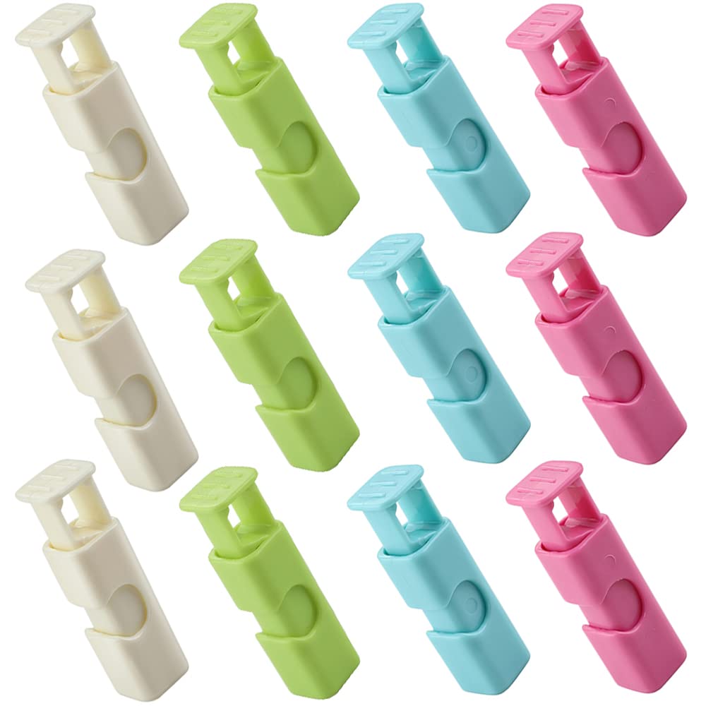 Squeeze Bread Bag Cinch Clips, Slip Grip Easy Squeeze &amp; Lock, 4 Color, 12 Pack