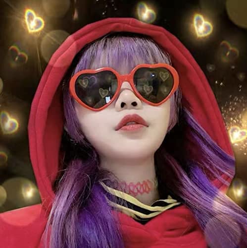Heart Effect Diffraction Glasses,See Hearts,Special Effect,Light Changing Eyewear,Light Becomes Love and Romantic Glasses,for Raves, Music Festivals,Christmas,Wedding Party,Outdoor (Pink)