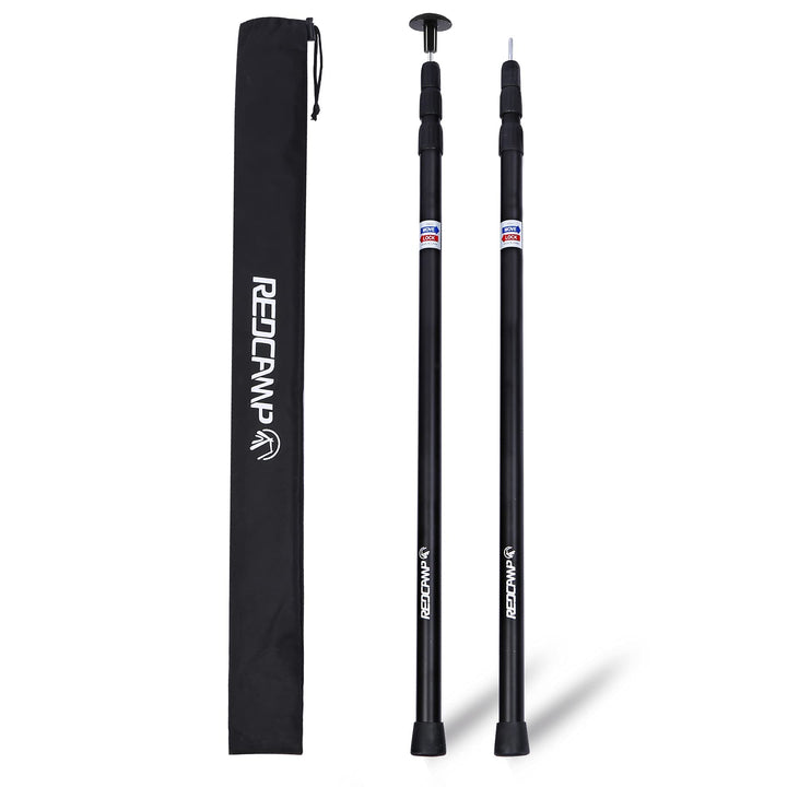 Aluminum Adjustable Camping Tarp Poles, Set of 2, 36in to 90in Telescoping Lightweight waterproof Tent Poles for Shelter, Hammock Rain Fly, Awning, Black
