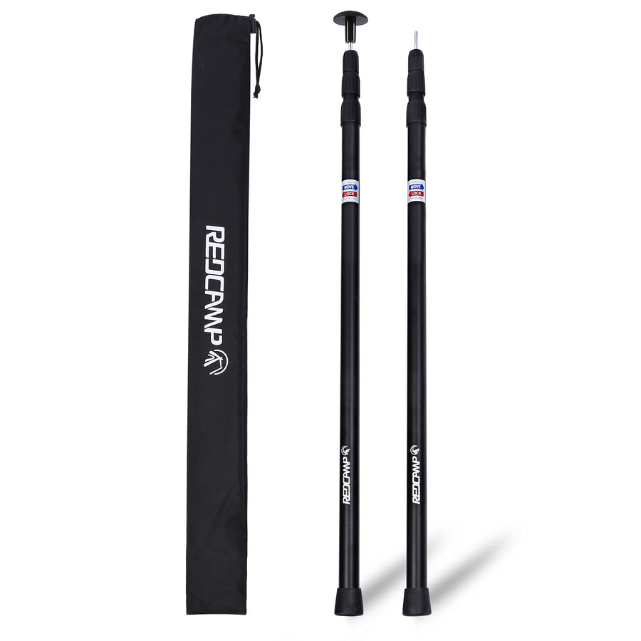 Aluminum Adjustable Camping Tarp Poles, Set of 2, 36in to 90in Telescoping Lightweight waterproof Tent Poles for Shelter, Hammock Rain Fly, Awning, Black