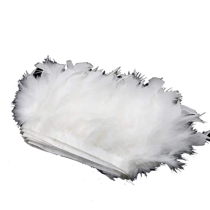 2yards Turkey Feathers Fringe Trim Fashion Dress Sewing Crafts Costumes Decoration (White)