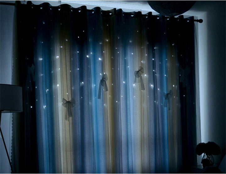 YANCORP Room Darkening LightBlocking Blue Beige Curtain