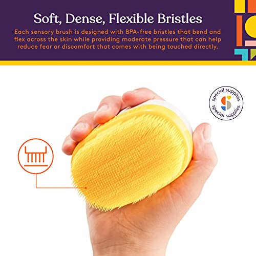 Wilbarger Method Therapy Sensory Brush Set, 6-Pack, Calming Occupational and Sensory Tools with Deep Pressure Massage, Large Oval Handle, Soft Bristles, Fun Colors